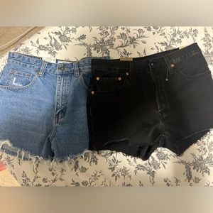 Levi’s and Cotton-on high rise shorts